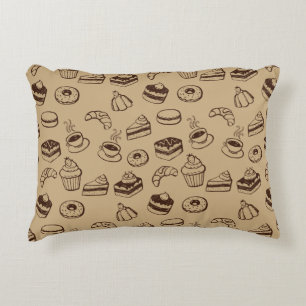 Pattern With Cakes, Desserts And Bakery Decorative Pillow