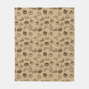 Pattern With Cakes, Desserts And Bakery Fleece Blanket
