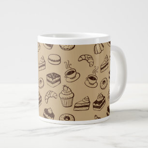 Pattern With Cakes, Desserts And Bakery Large Coffee Mug