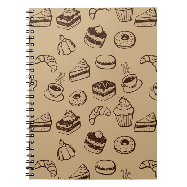 Pattern With Cakes, Desserts And Bakery Notebook (Front)