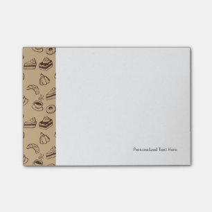 Pattern With Cakes, Desserts And Bakery Post-it Notes