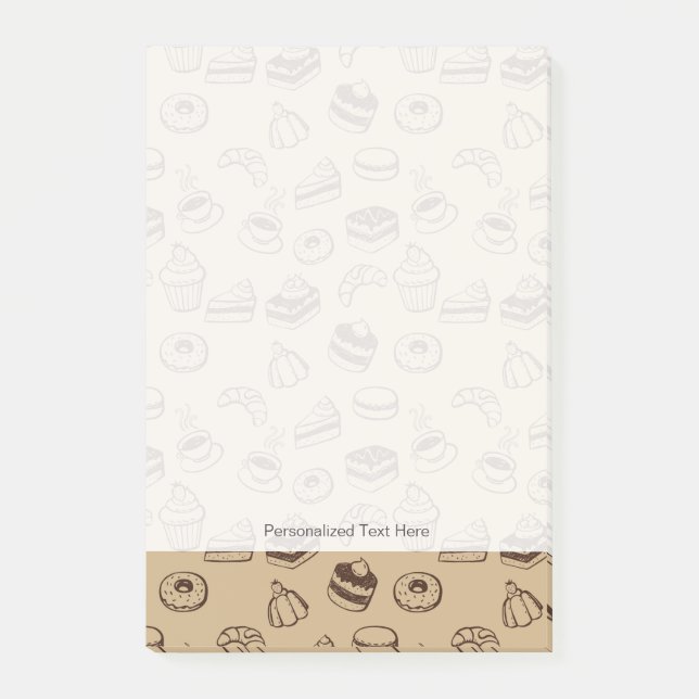 Pattern With Cakes, Desserts And Bakery Post-it Notes (Front)