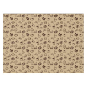 Pattern With Cakes, Desserts And Bakery Tablecloth