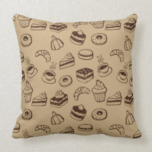 Pattern With Cakes, Desserts And Bakery Throw Pillow