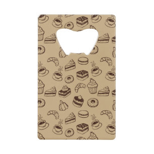 Pattern With Cakes, Desserts And Bakery Wallet Bottle Opener