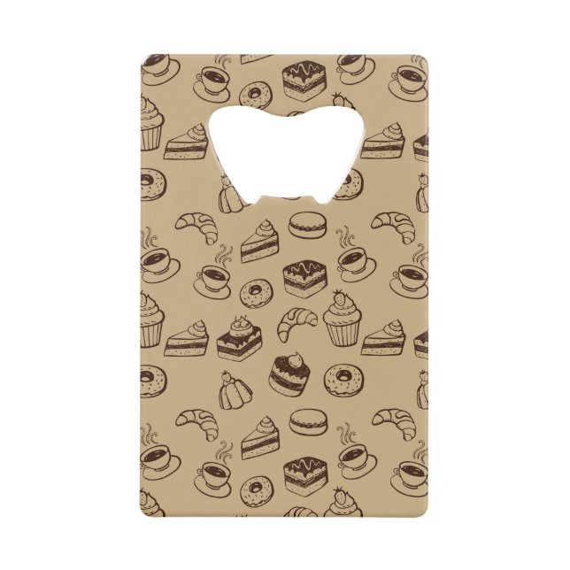 Pattern With Cakes, Desserts And Bakery Wallet Bottle Opener (Front)