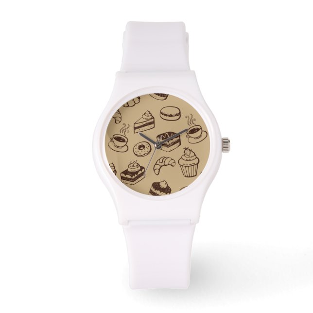 Pattern With Cakes, Desserts And Bakery Watch (Front)