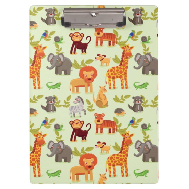 Pattern With Cartoon Animals Clipboard (Front)
