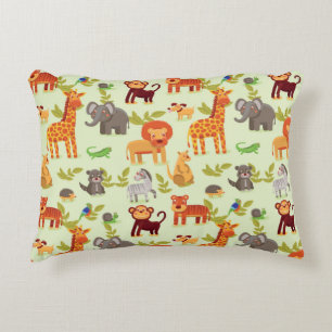 Pattern With Cartoon Animals Decorative Pillow