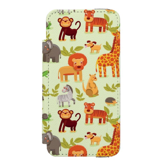 Pattern With Cartoon Animals Incipio iPhone Wallet Case (Folio Front)