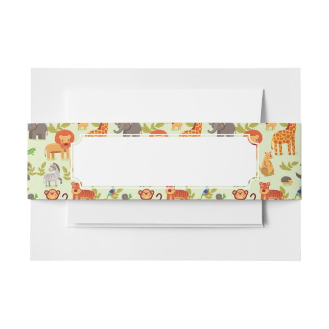 Pattern With Cartoon Animals Invitation Belly Band (Front Example)