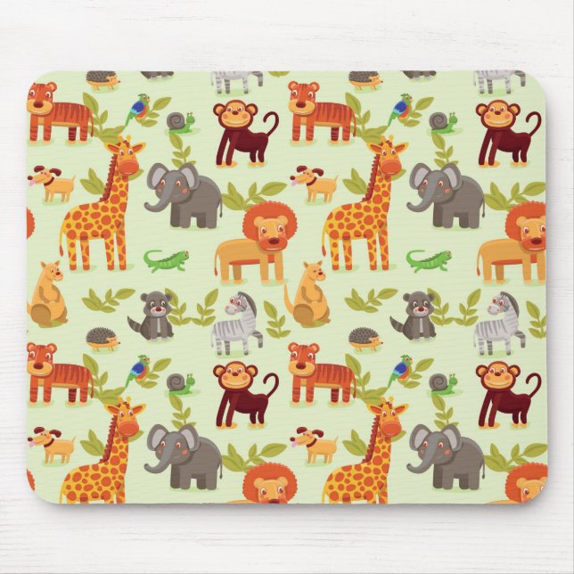 Pattern With Cartoon Animals Mouse Pad (Front)