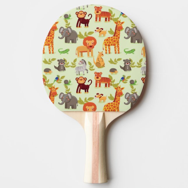 Pattern With Cartoon Animals Ping Pong Paddle (Front)