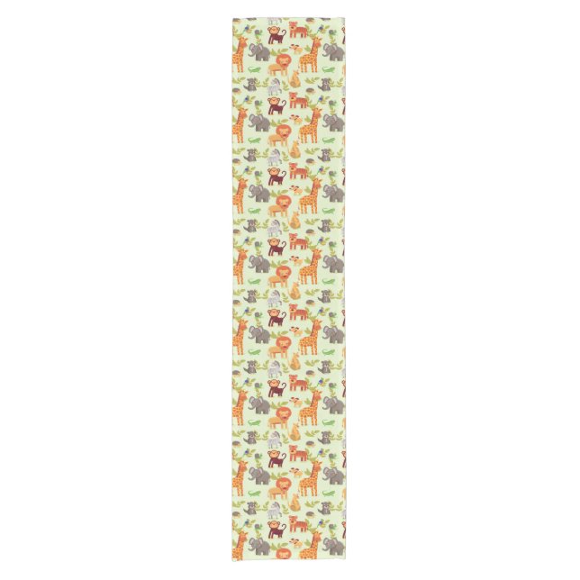 Pattern With Cartoon Animals Short Table Runner (Front)