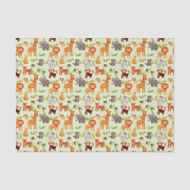 Pattern With Cartoon Animals Tissue Paper (Front)