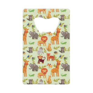 Pattern With Cartoon Animals Wallet Bottle Opener