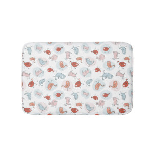 pattern with cartoon birds bath mat