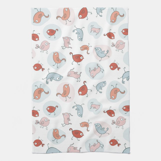 pattern with cartoon birds kitchen towel (Vertical)