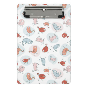 pattern with cartoon birds mini clipboard