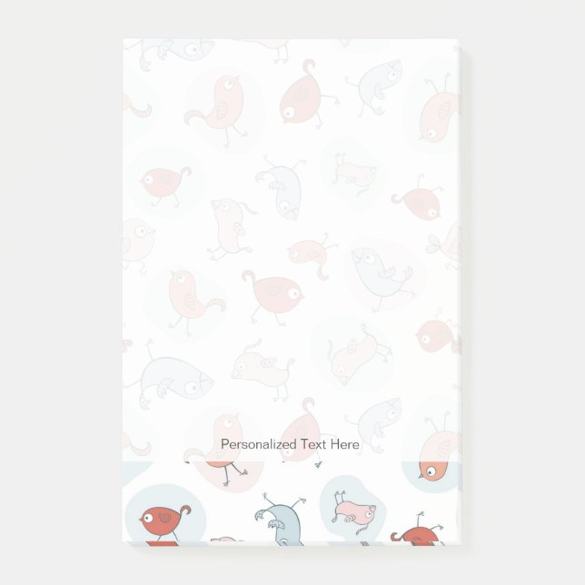 pattern with cartoon birds post-it notes (Front)
