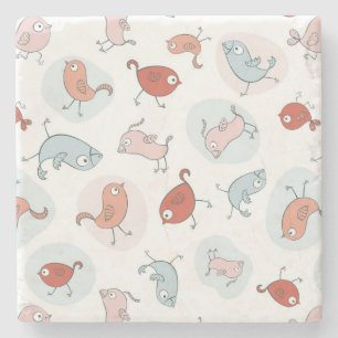 pattern with cartoon birds stone coaster