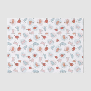 pattern with cartoon birds tissue paper