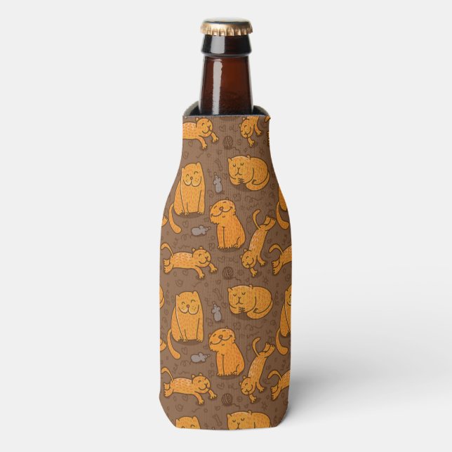 Pattern With Cats Bottle Cooler (Bottle Front)