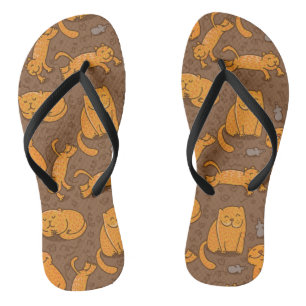 Pattern With Cats Flip Flops