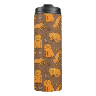 Pattern With Cats Thermal Tumbler