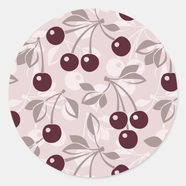 Pattern with Cherries 2 Classic Round Sticker (Front)