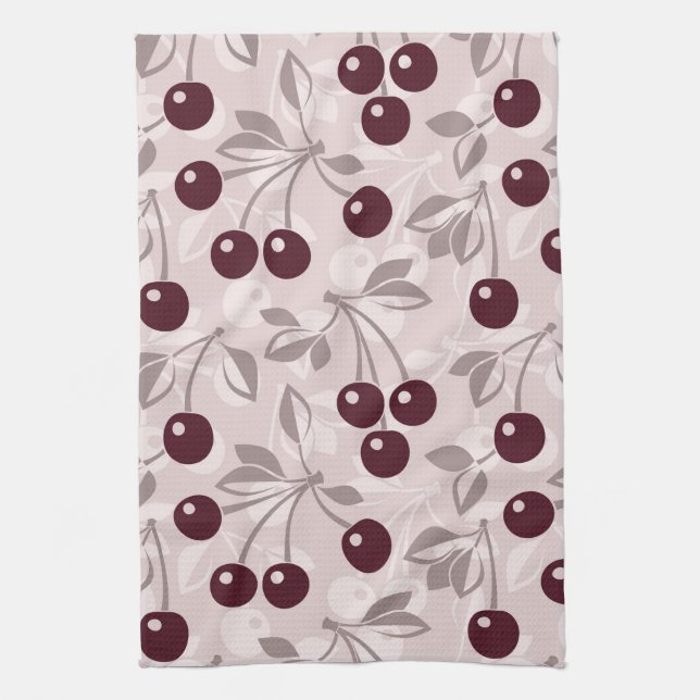 Pattern with Cherries 2 Kitchen Towel (Vertical)