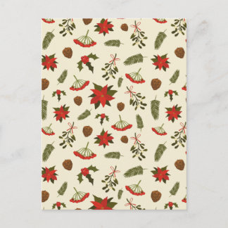Pattern with Christmas Motifs Holiday Postcard