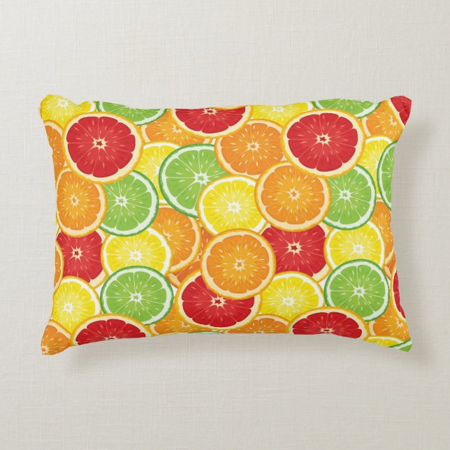 Pattern with citrus fruits accent pillow (Front)
