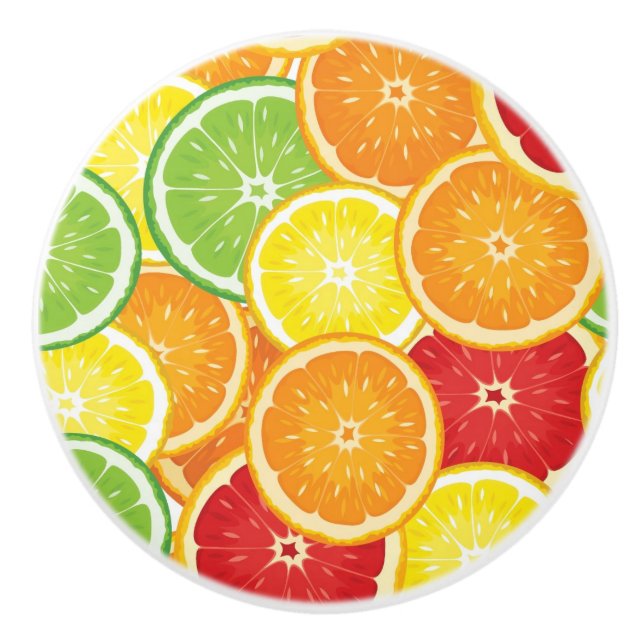 Pattern with citrus fruits ceramic knob (Front)