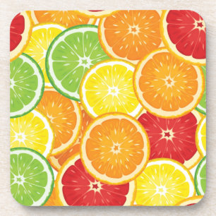 Pattern with citrus fruits coaster