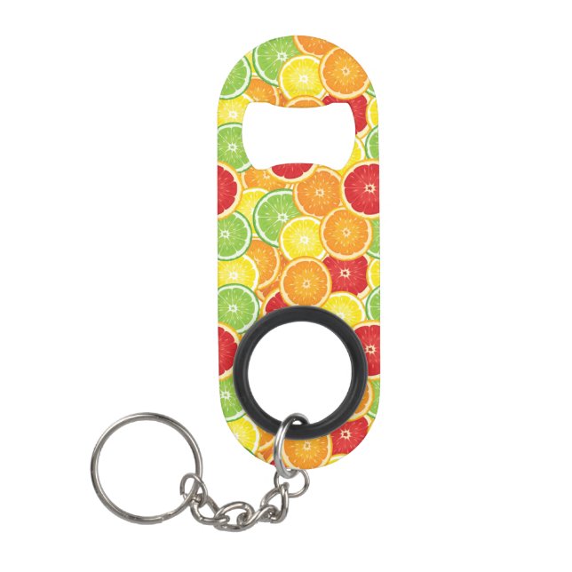 Pattern with citrus fruits mini bottle opener (Front)