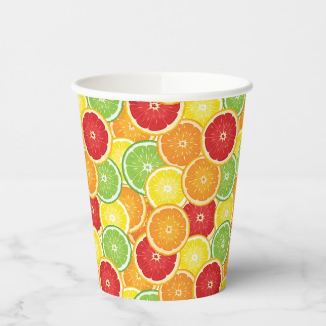 Pattern with citrus fruits paper cups (Left)