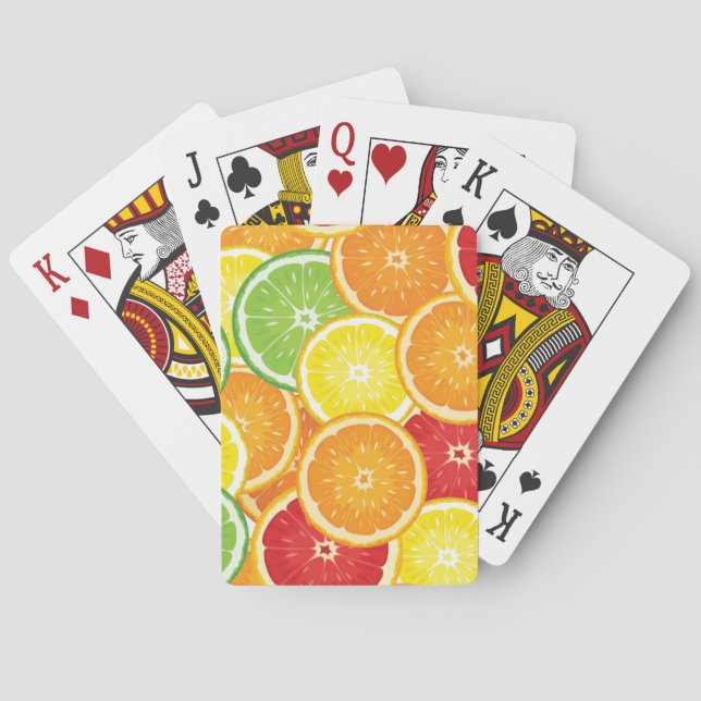 Pattern with citrus fruits playing cards (Back)