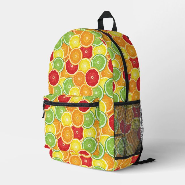 Pattern with citrus fruits printed backpack (Back Corner Right)