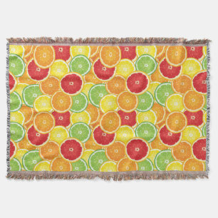 Pattern with citrus fruits throw blanket