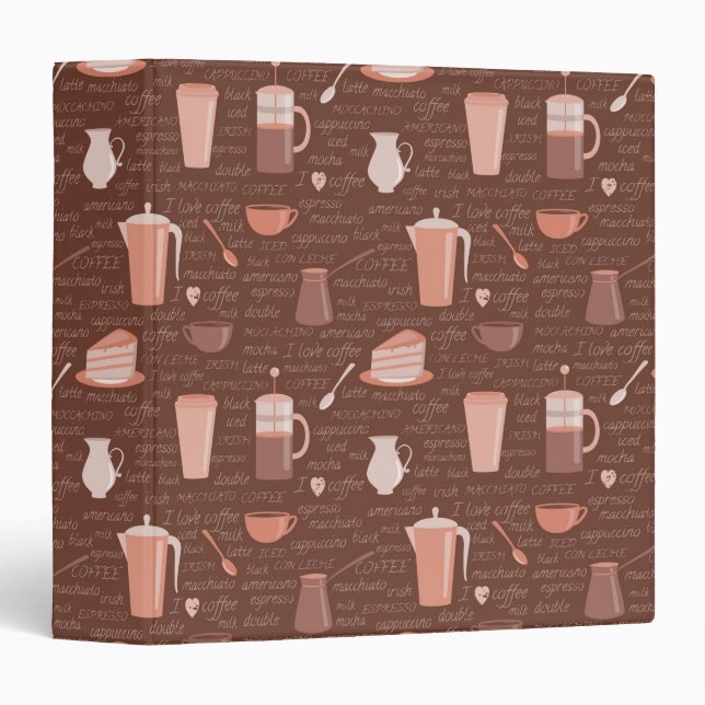 Pattern with coffee related elements binder (Front/Spine)