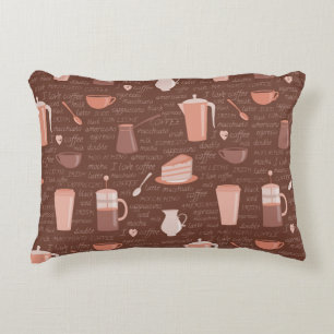 Pattern with coffee related elements decorative pillow