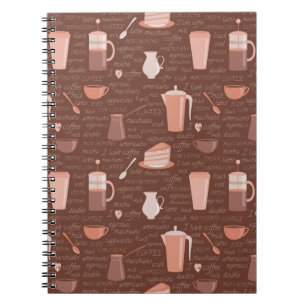 Pattern with coffee related elements notebook