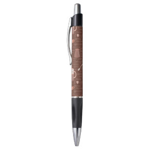 Pattern with coffee related elements pen