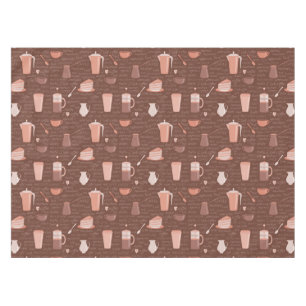 Pattern with coffee related elements tablecloth