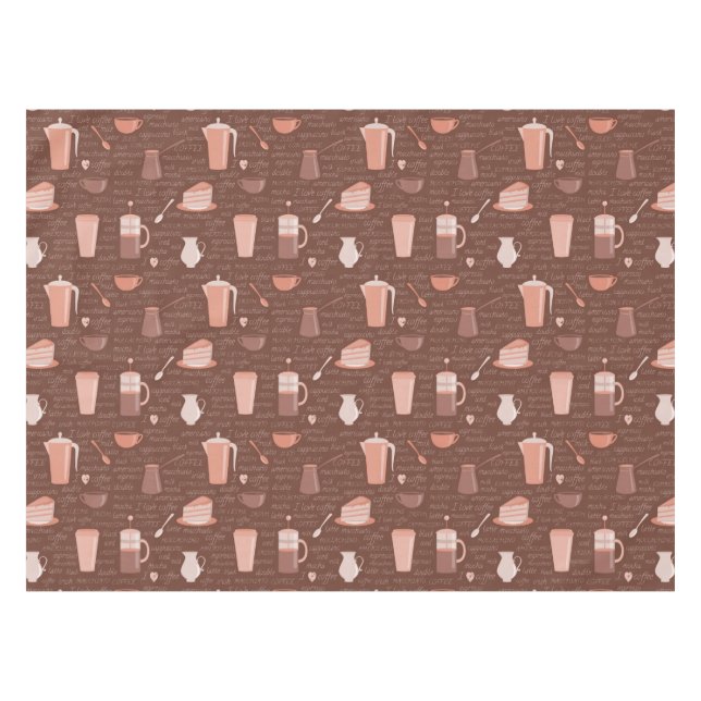 Pattern with coffee related elements tablecloth (Front (Horizontal))