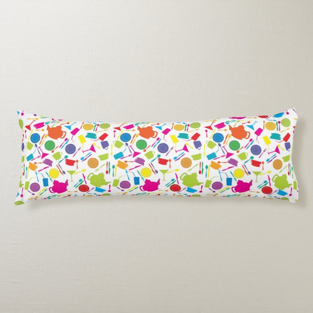 Pattern With Coloured Kitchen Stuff Body Pillow (Front)