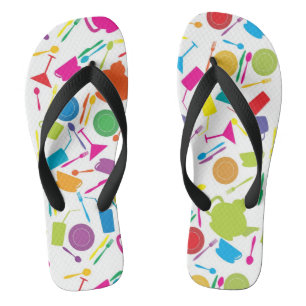 Pattern With Coloured Kitchen Stuff Flip Flops