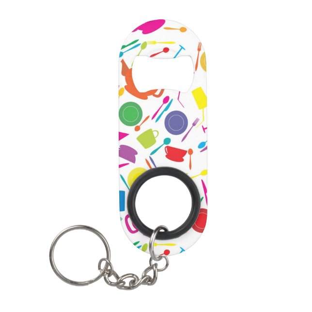 Pattern With Coloured Kitchen Stuff Mini Bottle Opener (Front)