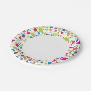 Pattern With Coloured Kitchen Stuff Paper Plate